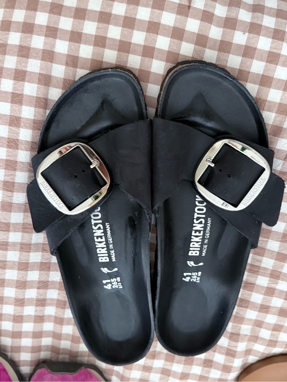 Birkenstock Black Madrid Buckle Slide Sandals